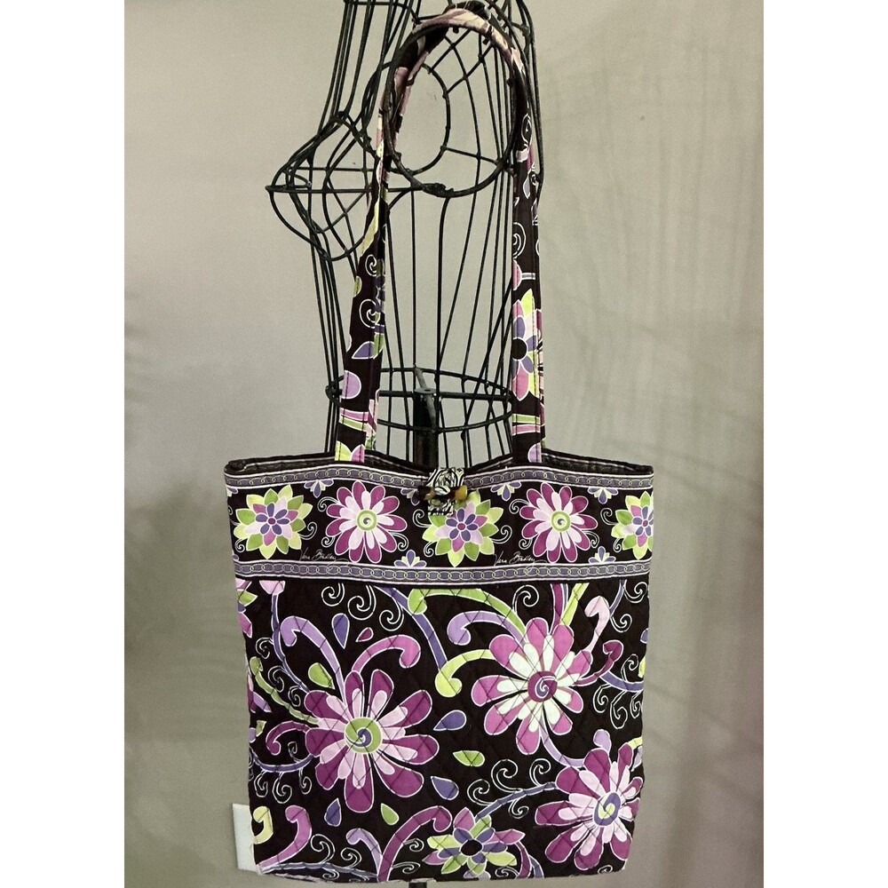 Vera Bradley Purple Punch Retired Floral Tote Handbag Purse EUC